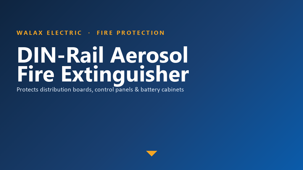 DIN-Rail Aerosol Fire Extinguisher — Walax Electric Fire Protection brand banner